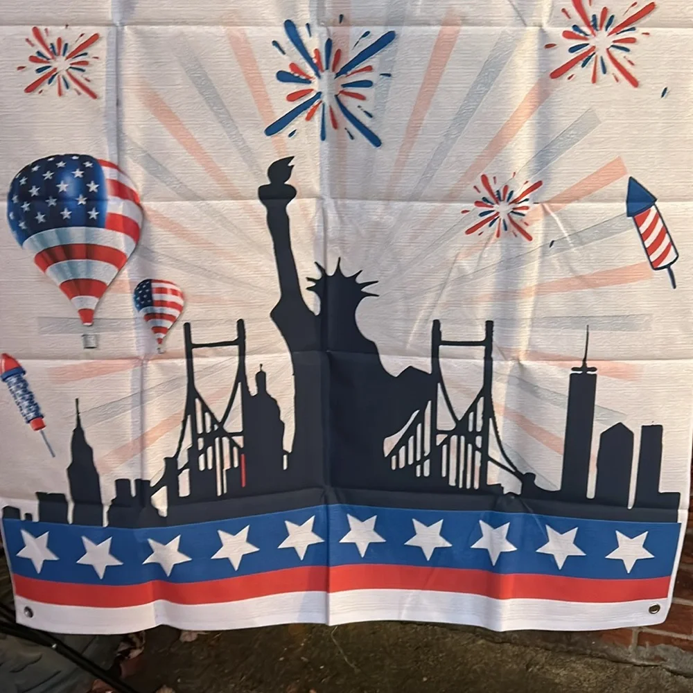 Happy 4 th of July, Independence Day, backdrop, 3 x 6, statue of liberty,red
